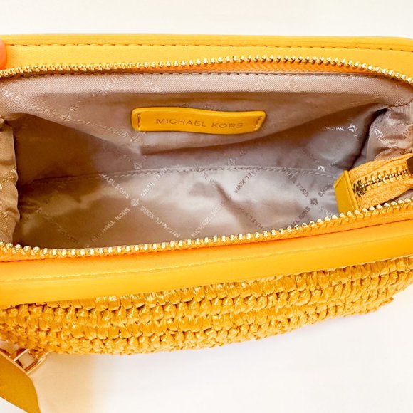 Michael Kors LIVIA Small Cloud Clutch Shoulder Crossbody Bag Straw Butter - Picture 7 of 11